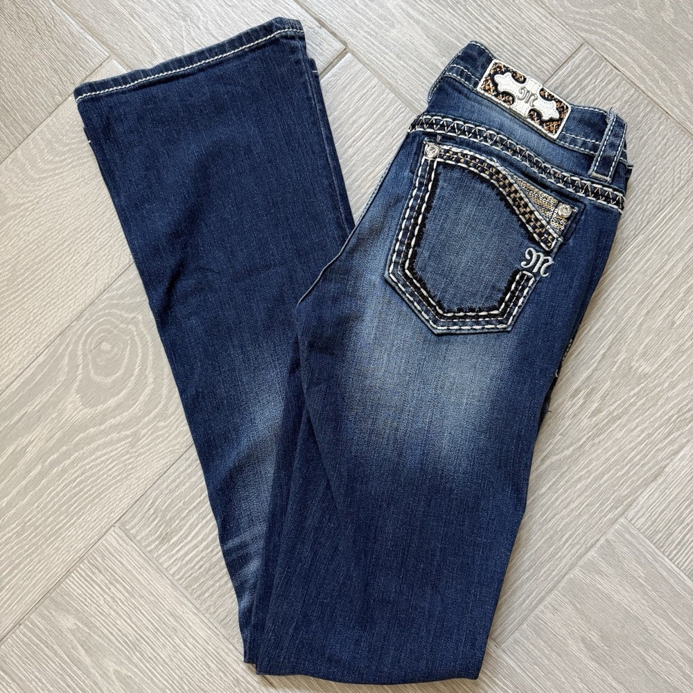 Miss Me Womens Signature  Thick Stitch Jeans SZ 26 Inseam 34 Boot Cut